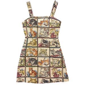 NEW Cider Cat Tapestry Woven Mini Dress Cottagecore Cat Lady Kitschy Grandmacore